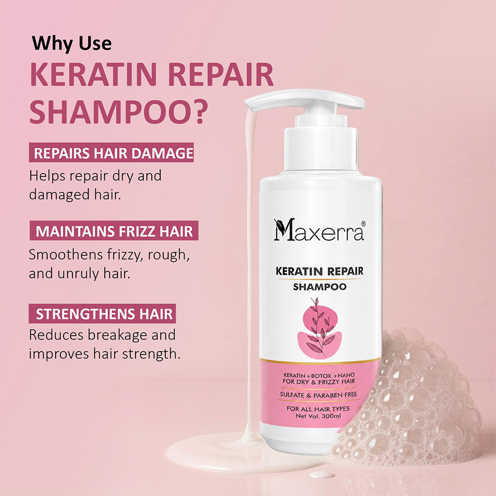 Maxerra Keratin Repair Shampoo for Dry & Frizzy Hair | 300ml