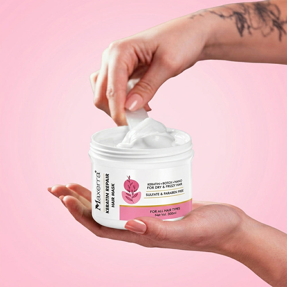 Maxerra Keratin Repair Hair Mask for Dry & Frizzy Hair | 300ml