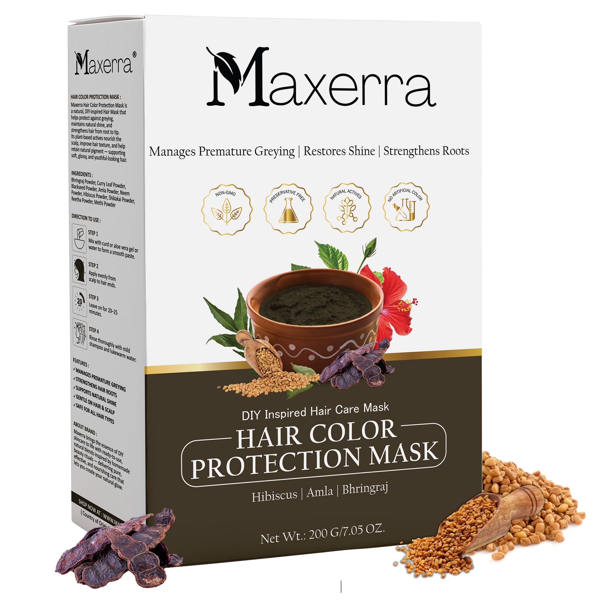 Maxerra Hair Color Protection Mask  Hibiscus, Amla & Bhringraj | 200g