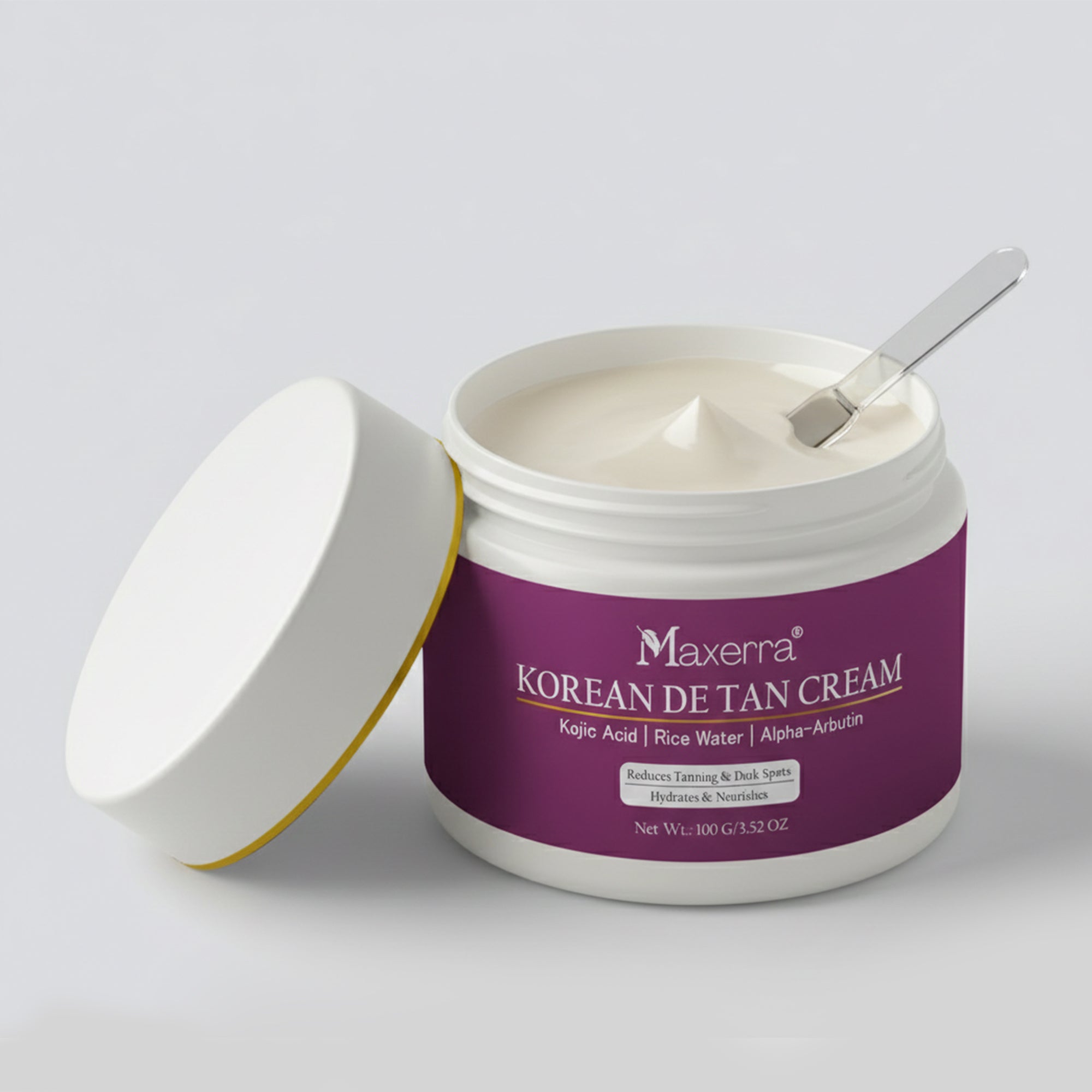 Maxerra Korean De Tan Cream Kojic Acid, Rice Water & Alpha-Arbutin 100g