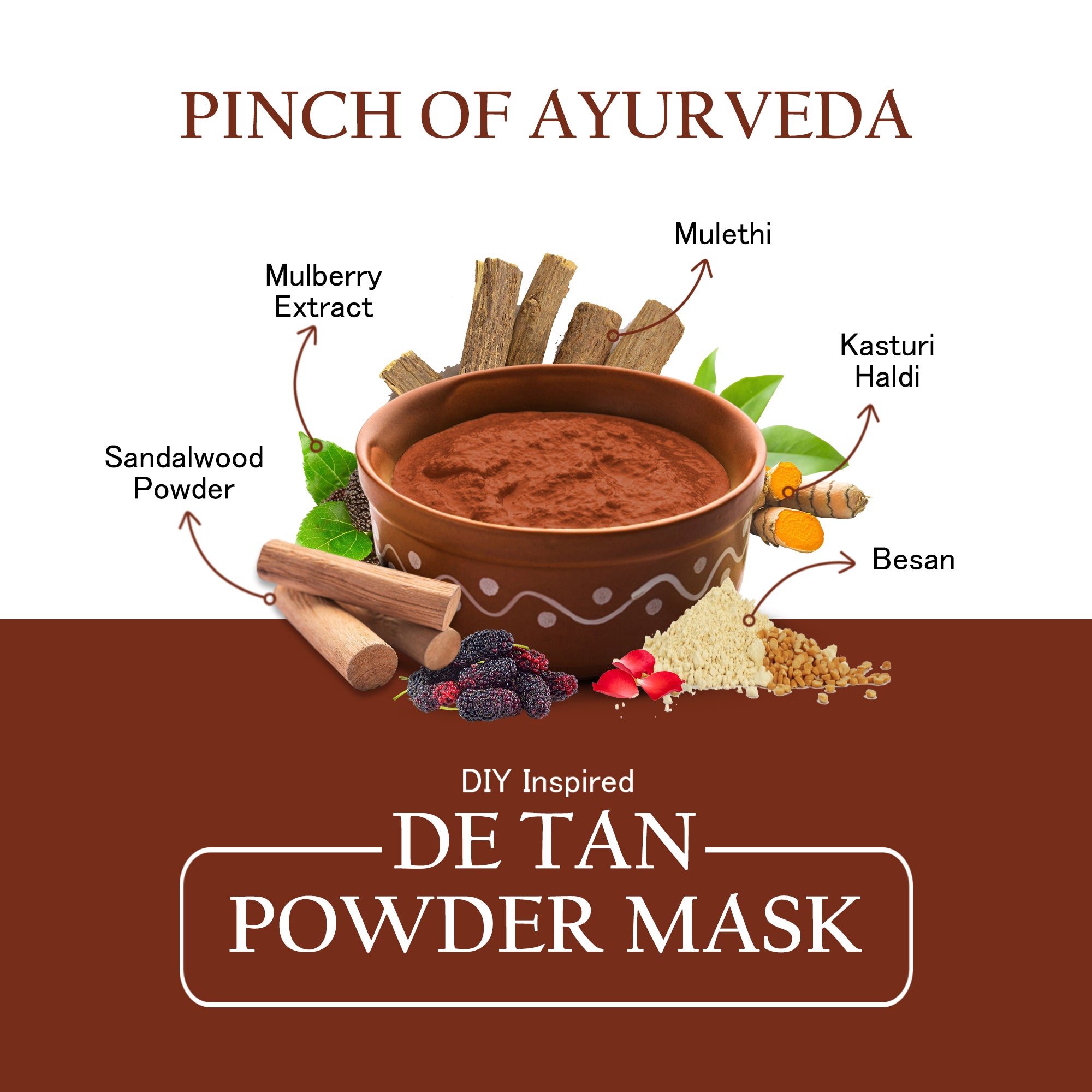 Maxerra De Tan Powder Mask with Sandalwood, Mulberry & Besan | 200g