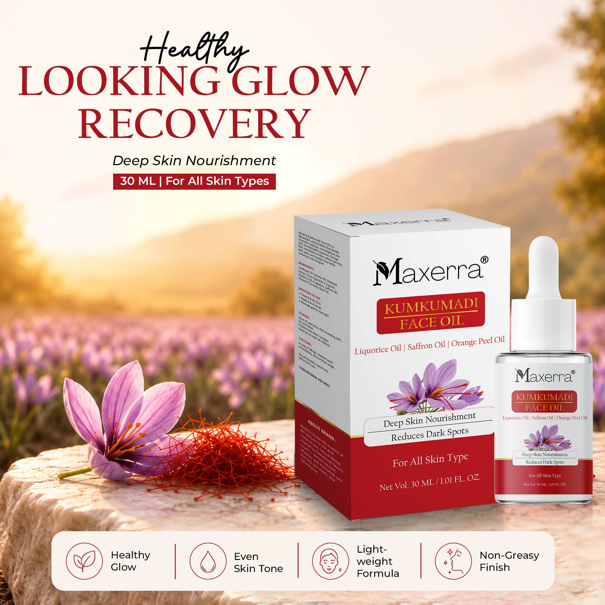Maxerra Kumkumadi Face Oil with Saffron & Licorice | 30ml