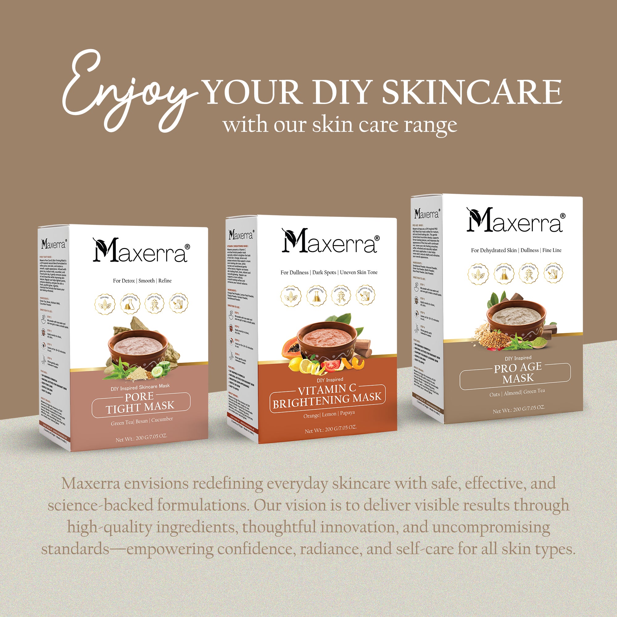 Maxerra Pro Age Mask | Oats, Almond & Green Tea Face Pack 200g
