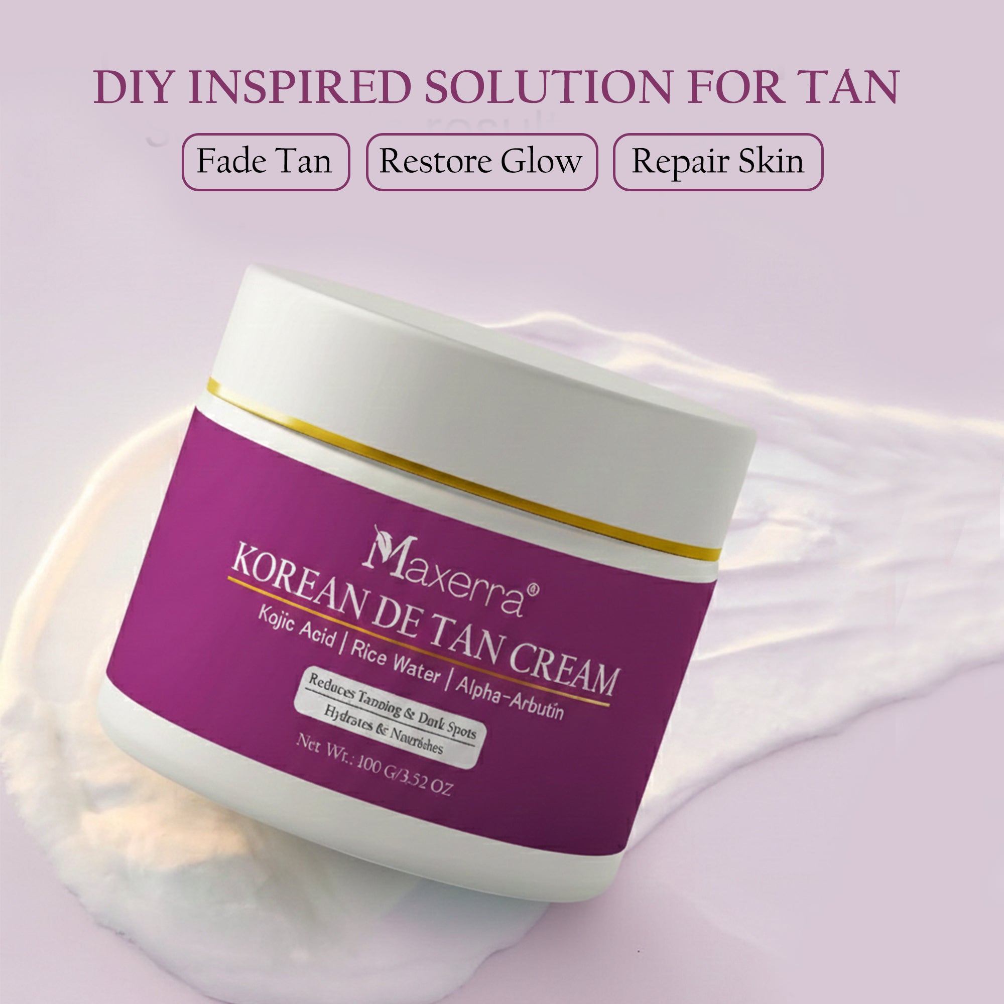 Maxerra Korean De Tan Cream Kojic Acid, Rice Water & Alpha-Arbutin 100g