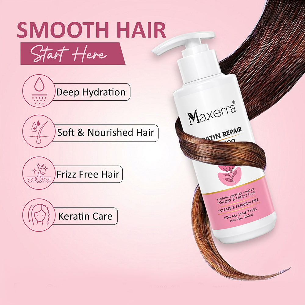 Maxerra Keratin Repair Shampoo for Dry & Frizzy Hair | 300ml