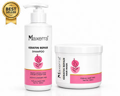 Maxerra Keratin Repair Shampoo & Hair Mask Combo | 300ml + 300ml