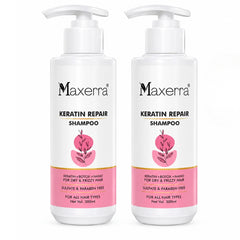 Maxerra Keratin Repair Shampoo Pack of 2 (300ml Each) for Dry & Frizzy Hair