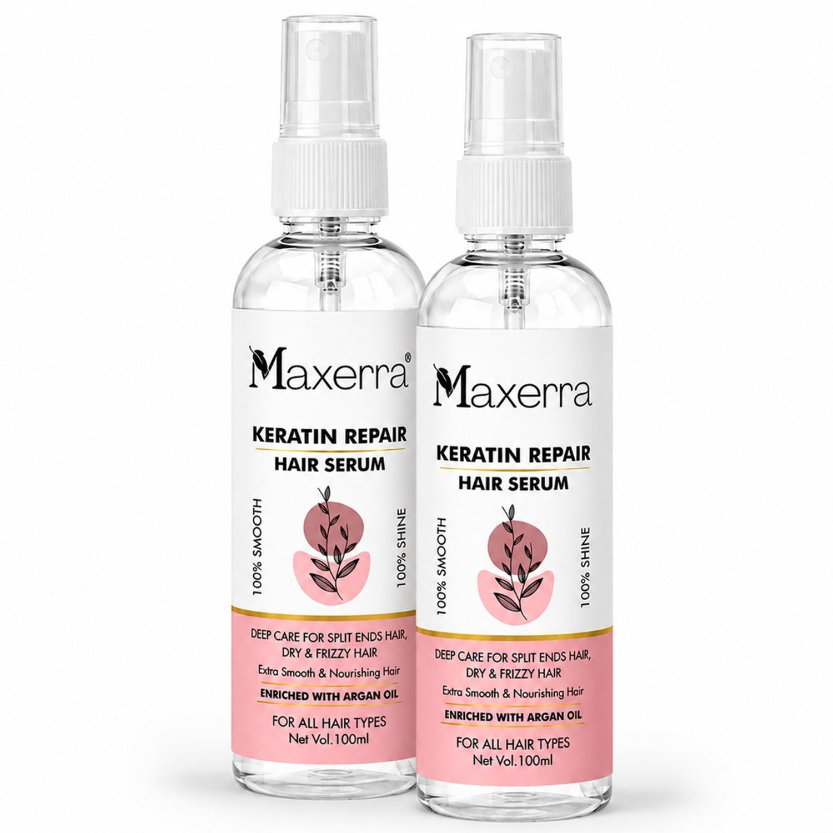 Maxerra Keratin Repair Hair Serum Combo Pack of 2 | 100ml Each