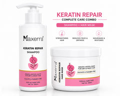 Maxerra Keratin Repair Shampoo & Hair Mask Combo | 300ml + 300ml