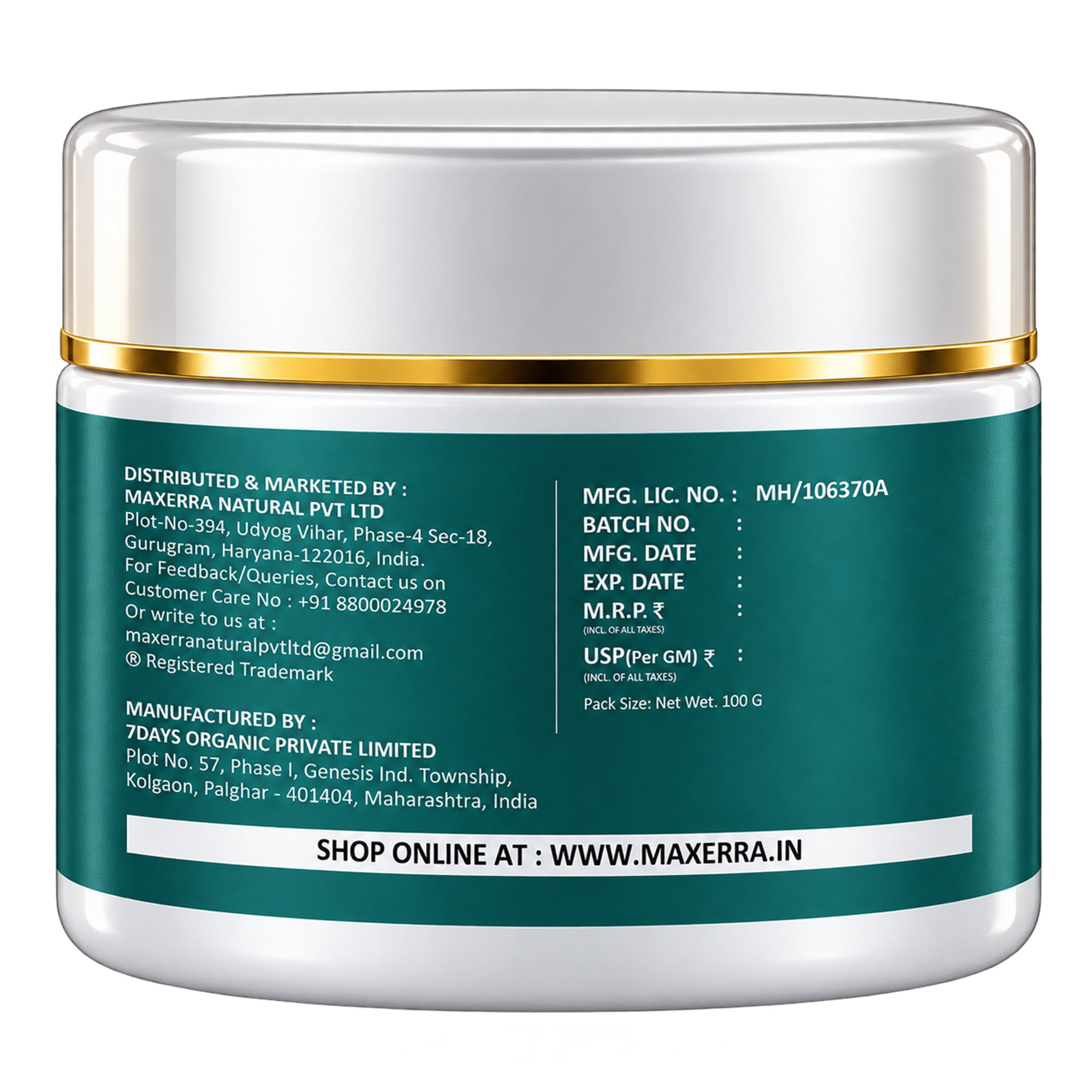 Pigmentation Cream for Dark Spots | Maxerra 100g